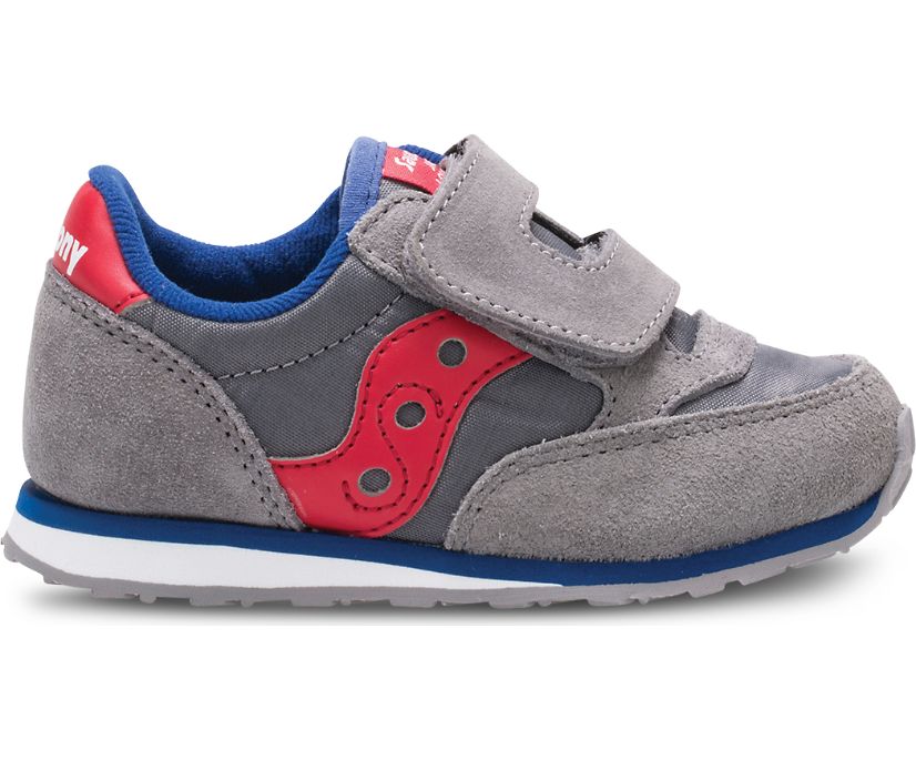 Saucony Baby Jazz Hook & Loop Kids' Sneakers Grey / Red | Canada 711OKIR